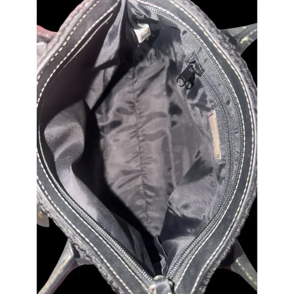 The Sak Elliott Lucca Tote Black Crochet Dual Handle Shoulder Bag with Bag Charm - Picture 6 of 7